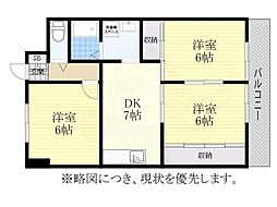 メゾン神の木 3DKの間取図画像