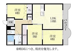 H・S TOWN 3階3LDKの間取り