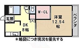 マンション梅園 1LDKの間取図画像