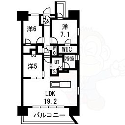 レーベン南大高　THE　ONE 15階3LDKの間取り