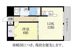 カームHARA 3階1LDKの間取り