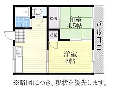 ヨコイコーポ 2階2DKの間取り
