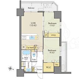 名古屋市営桜通線 瑞穂区役所駅 徒歩4分の賃貸マンション 11階2LDKの間取り
