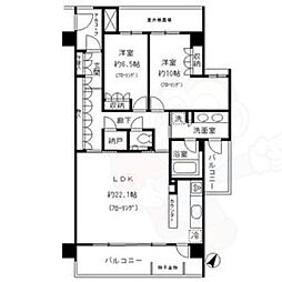 名古屋市営東山線 東山公園駅 徒歩6分の賃貸マンション 3階2LDKの間取り