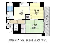 名古屋市営鶴舞線 川名駅 徒歩4分の賃貸マンション 3階2DKの間取り