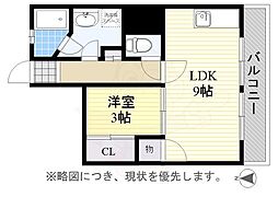 名豊第2ビル 3階1LDKの間取り