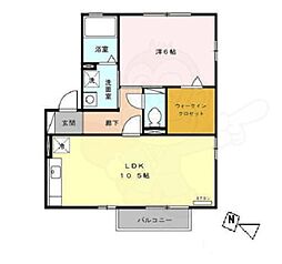 パルティール大高　B 1階1LDKの間取り