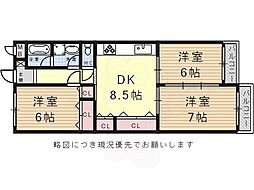 グリーンライフ東山 3DKの間取図画像