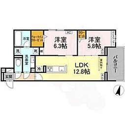 luvita上社 2LDKの間取図画像