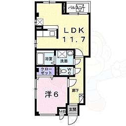 ルミエール名東 1LDKの間取図画像