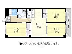 第2ハイツハットリ 3DKの間取図画像