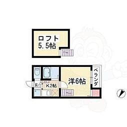 クレアール塩釜 1Kの間取図画像