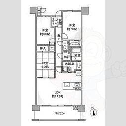 バンベール植田ヒルズブライトコート 3LDKの間取図画像