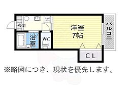 COCO覚王山1 1Kの間取図画像
