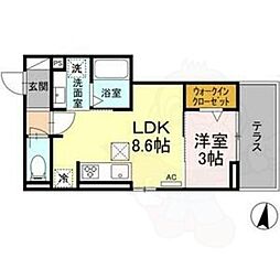 ベンティ明治 1LDKの間取図画像