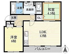 なるみグリーンコーポ5号棟 2LDKの間取図画像