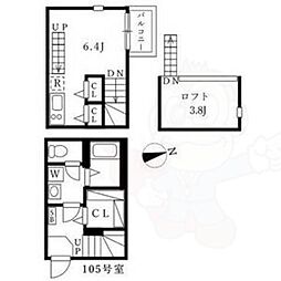 ハーモニーテラス下方町 ワンルームの間取図画像