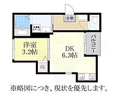 ハーモニーテラス前之輪 1DKの間取図画像