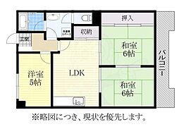 ローレル豊前 3DKの間取図画像