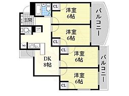 コンセール妙音通 4DKの間取図画像