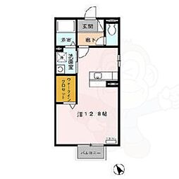 ヴィラ赤坪 ワンルームの間取図画像