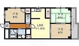 庄京ビル 3LDKの間取図画像