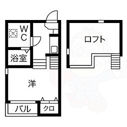 ルラーシュ瑞穂 1Kの間取図画像