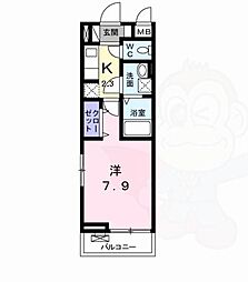 グランディオ春岡 1Kの間取図画像