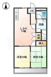 TハピネスB 2LDKの間取図画像