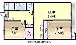 メゾン親名 2LDKの間取図画像