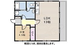 シャトー上社 1LDKの間取図画像