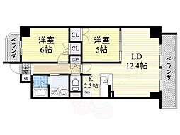 ランドハウスグランドウエスト 2LDKの間取図画像