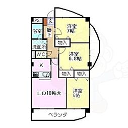 ファミーユ植田東 3LDKの間取図画像