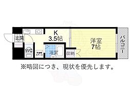美谷ハイツ柵下 1Kの間取図画像