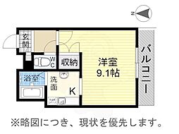 ル.ミエール清水山 1Kの間取図画像