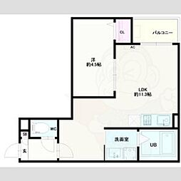 Jackurasato1 1LDKの間取図画像