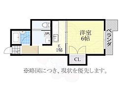 マンション植田 1Kの間取図画像