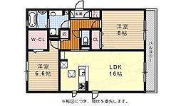 グランツ川名 2LDKの間取図画像