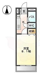 フローリィ麗 1Kの間取図画像