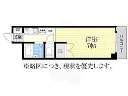 サニーサイド2 1Kの間取図画像