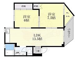 STPLAZAARAHATA 2LDKの間取図画像