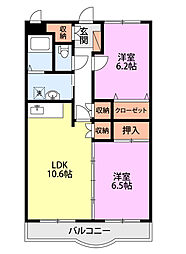 ヒルズオアシス 2LDKの間取図画像