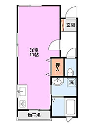 サン・プレリュード2 ワンルームの間取図画像