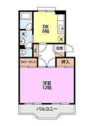 センチュリー眞 1DKの間取図画像