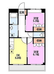 ピアリー・ファム. 2DKの間取図画像