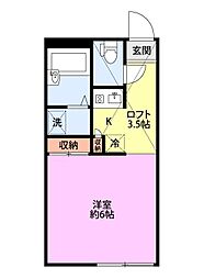 エクシオ横越中央 ワンルームの間取図画像