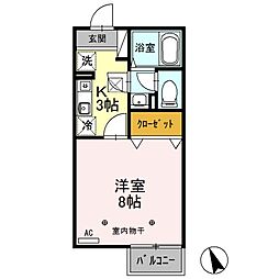 セジュール・イースト 1Kの間取図画像