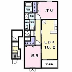 グランツブルーメ 2LDKの間取図画像