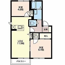 サンミシェル・ユウ 2LDKの間取図画像