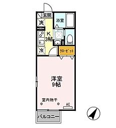 リビングカメリアB棟 1Kの間取図画像